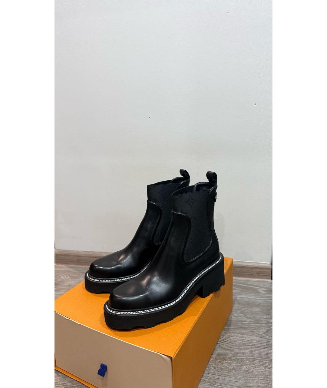 LOUIS VUITTON Черные кожаные полусапоги, фото 3