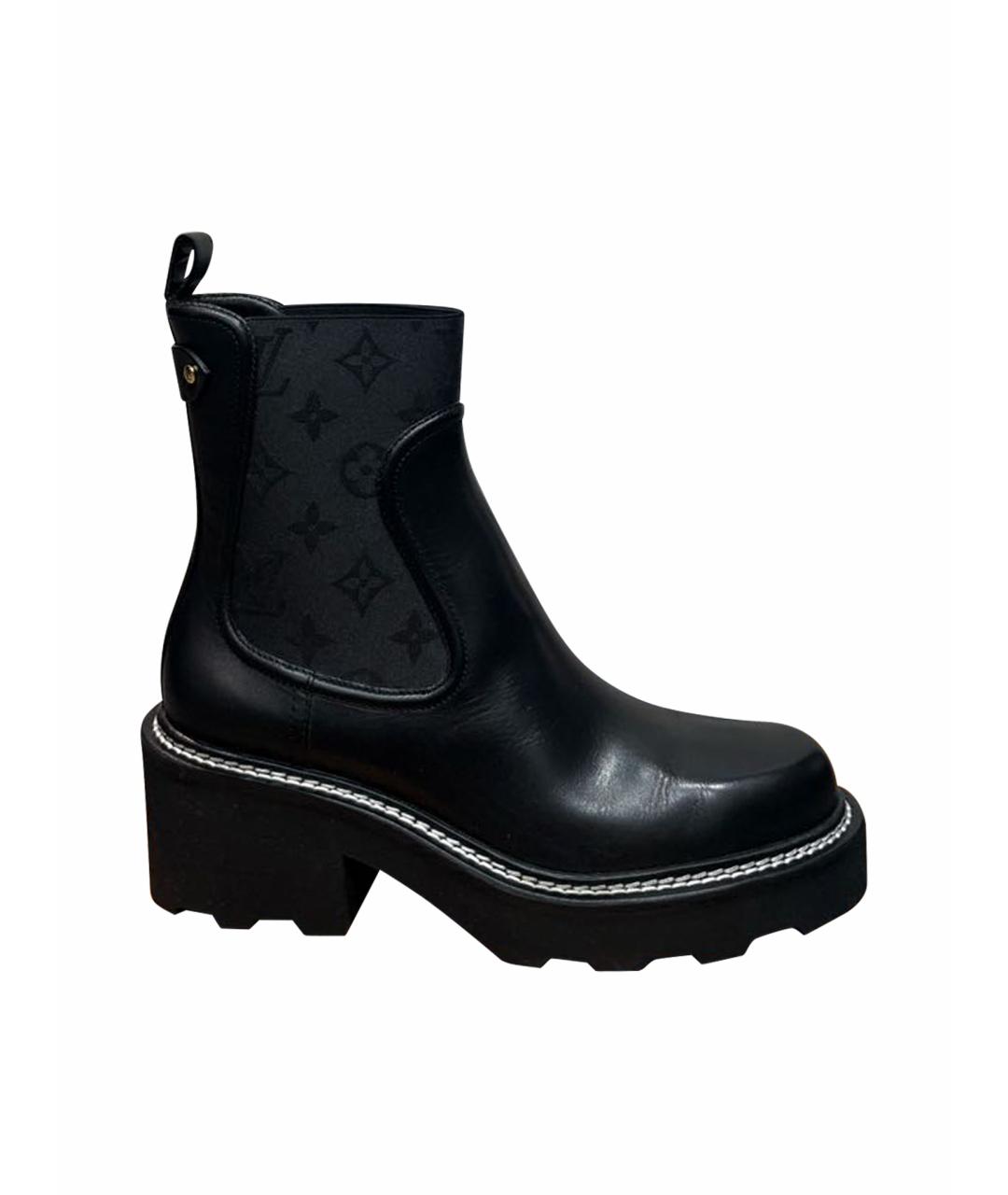 LOUIS VUITTON Черные кожаные полусапоги, фото 4