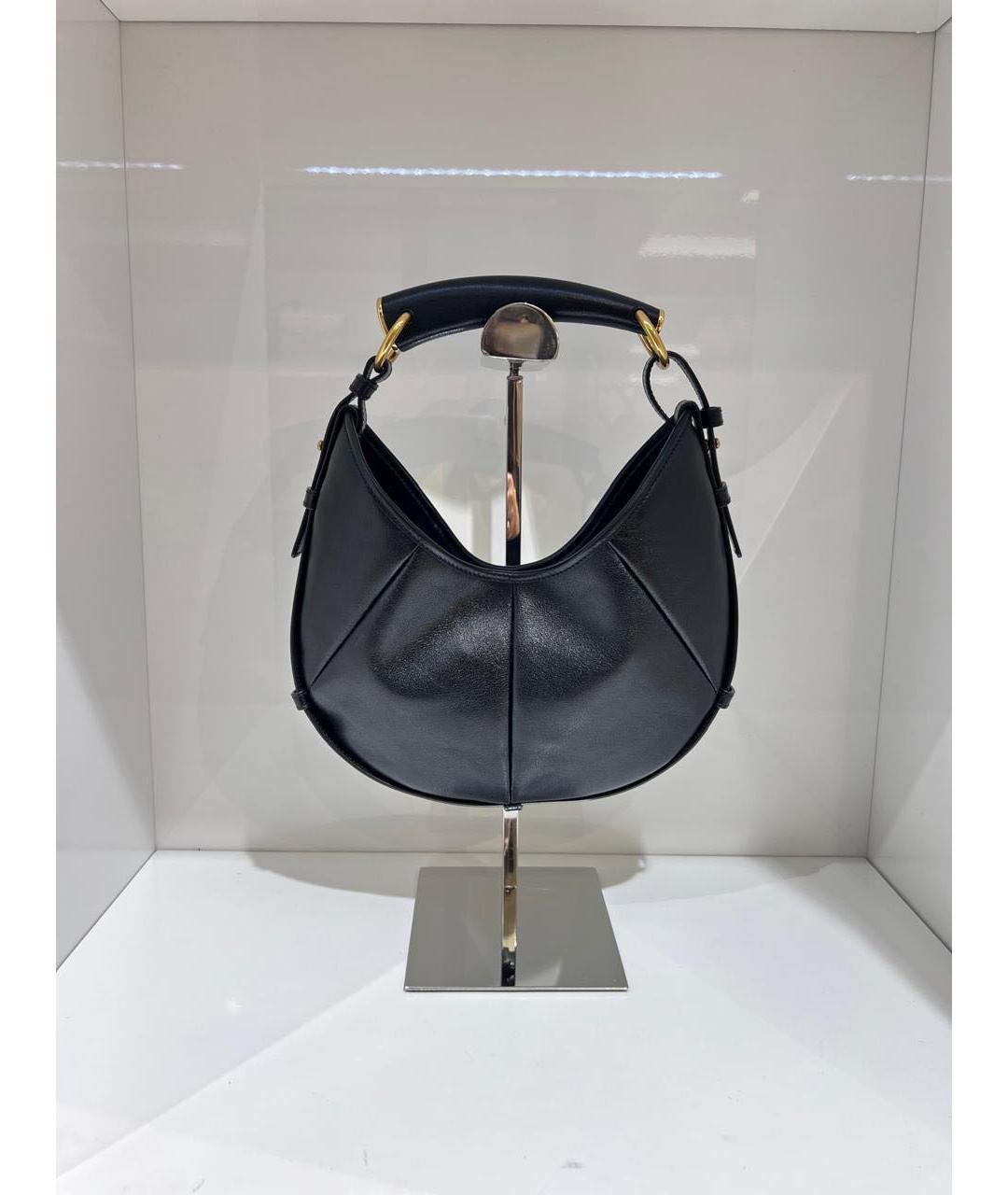 SAINT LAURENT Черная кожаная сумка с короткими ручками, фото 2