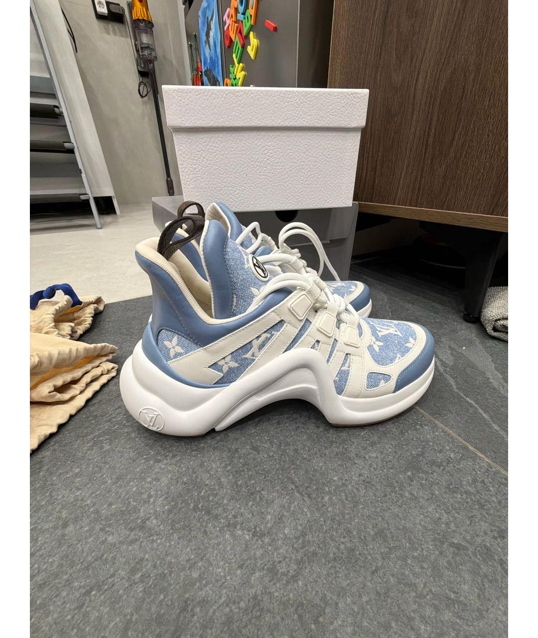 LOUIS VUITTON Голубые текстильные кроссовки, фото 6