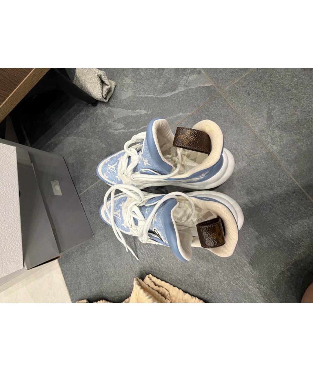 LOUIS VUITTON Голубые текстильные кроссовки, фото 3