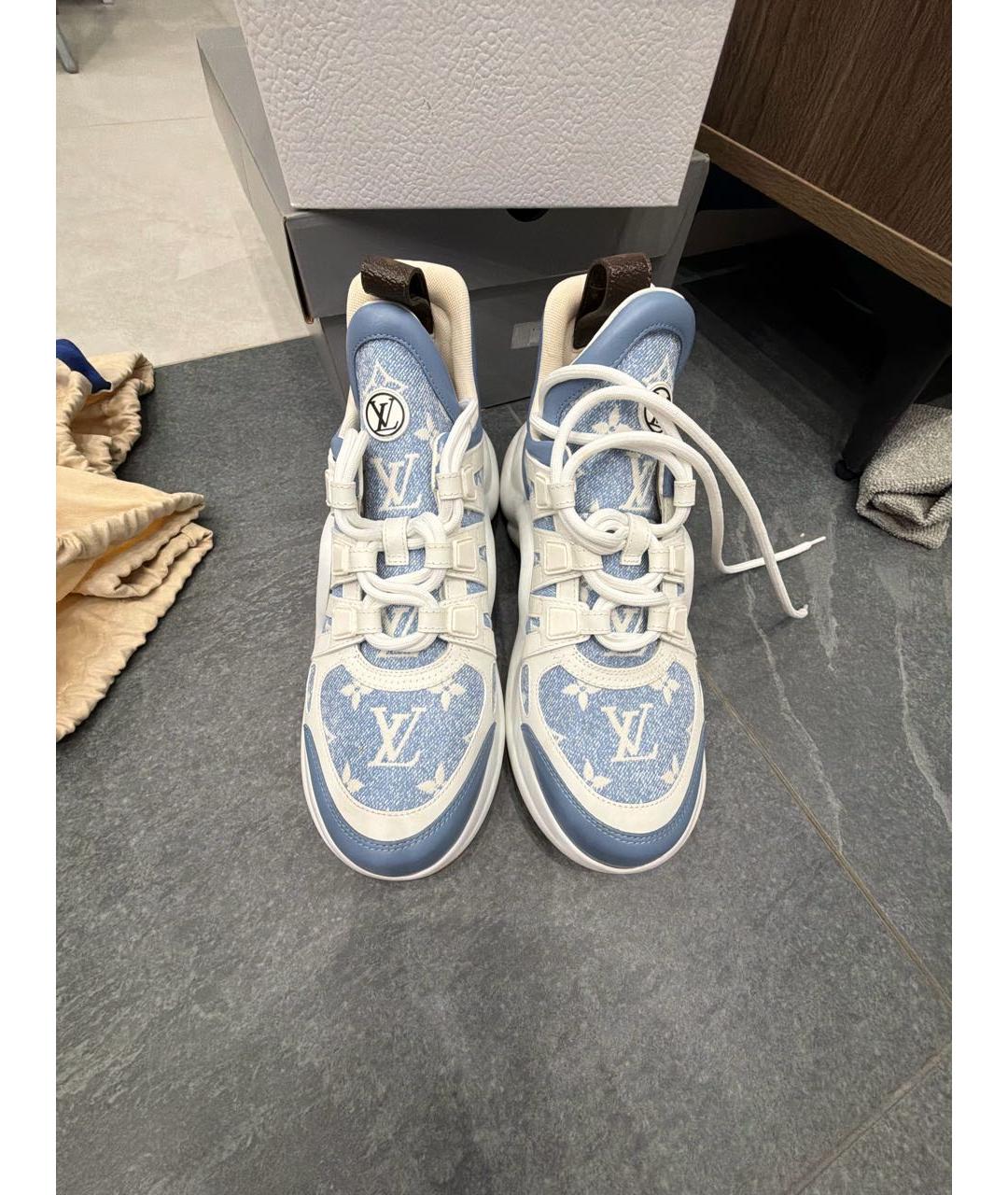 LOUIS VUITTON Голубые текстильные кроссовки, фото 2