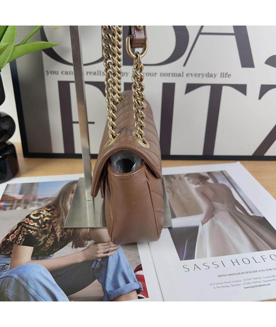 GUCCI Коричневая кожаная сумка через плечо, фото 4