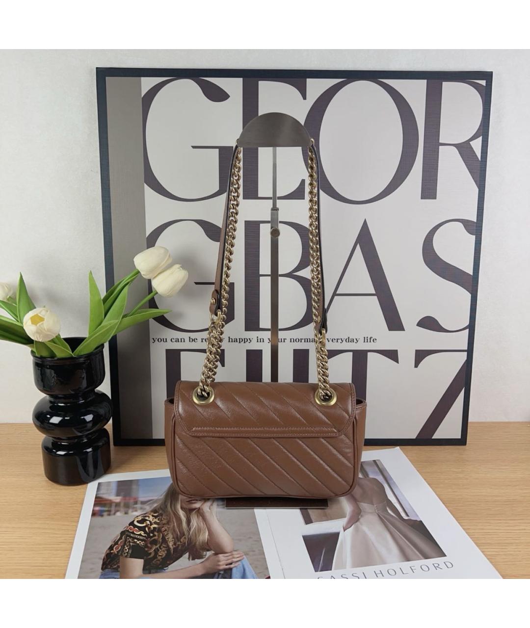 GUCCI Коричневая кожаная сумка через плечо, фото 3