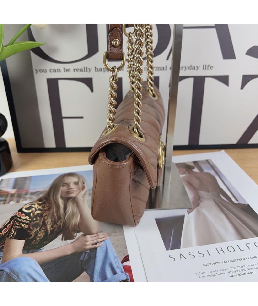 GUCCI Коричневая кожаная сумка через плечо, фото 5