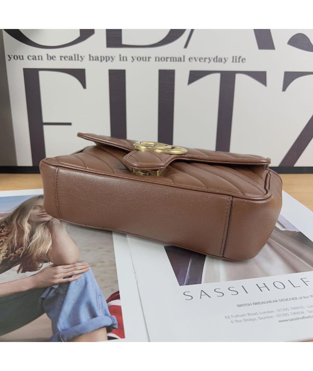 GUCCI Коричневая кожаная сумка через плечо, фото 6