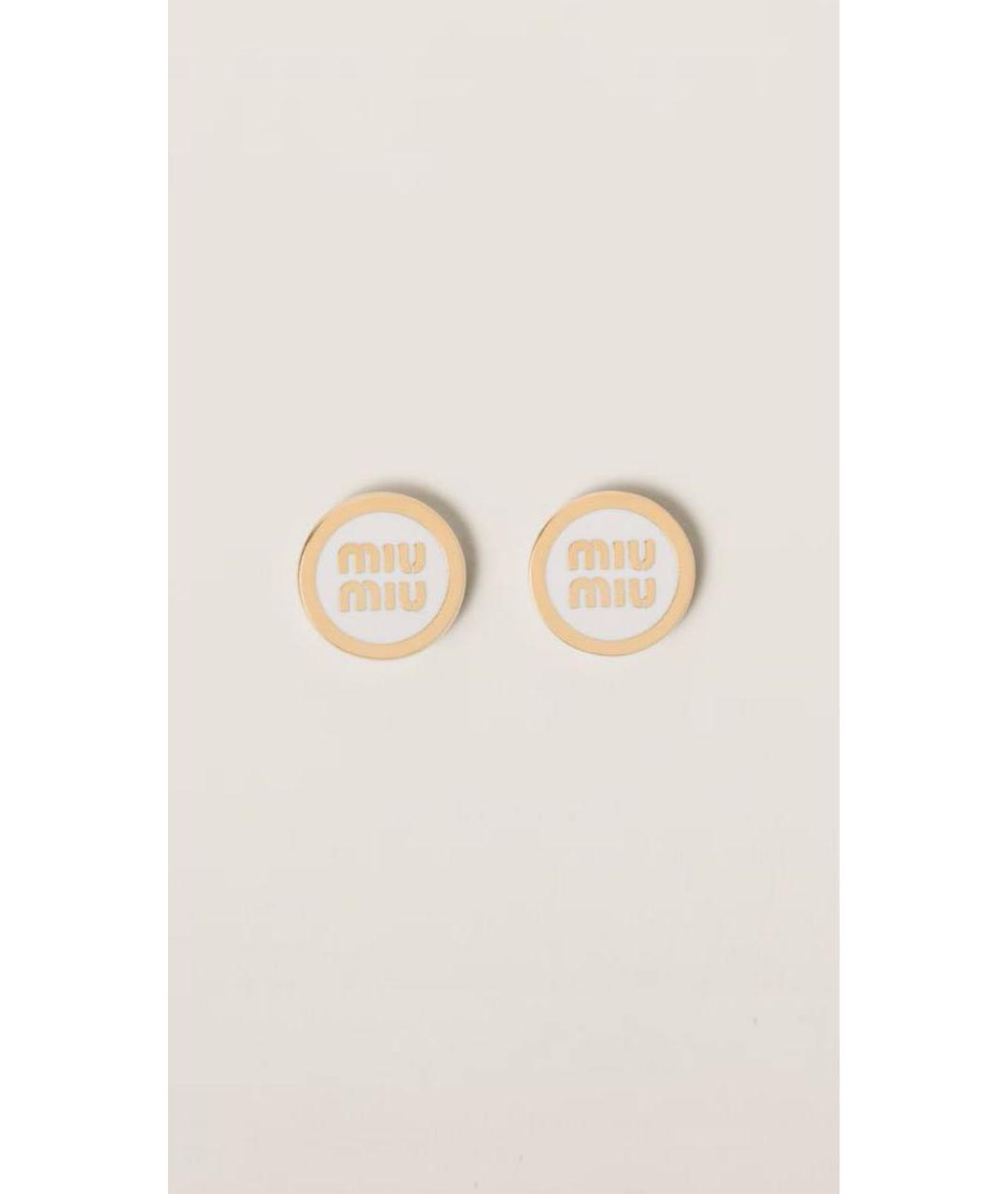 MIU MIU Белые металлические серьги, фото 6