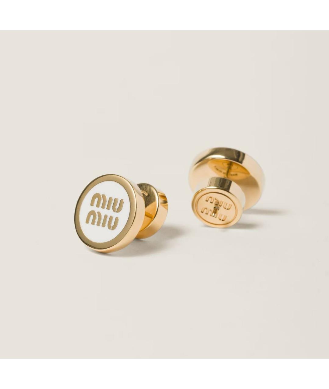 MIU MIU Белые металлические серьги, фото 2
