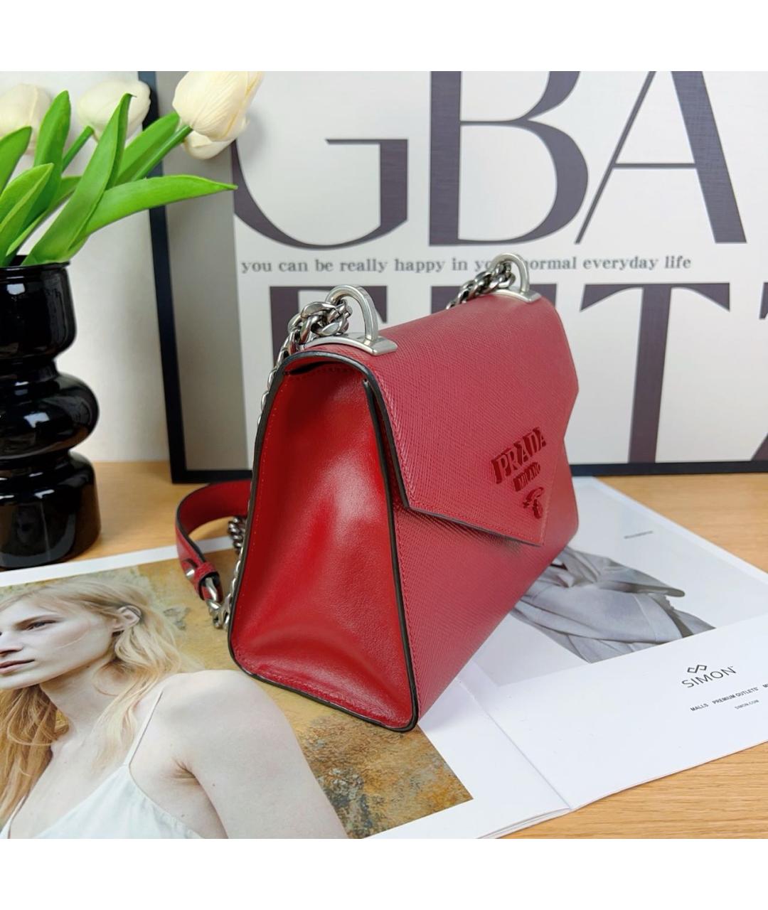 PRADA Красная кожаная сумка через плечо, фото 4
