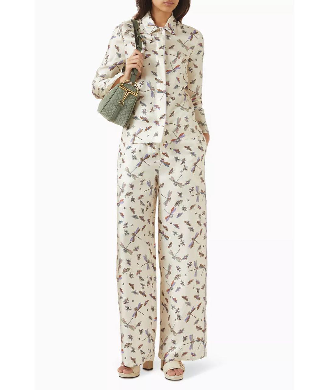 GUCCI Белый шелковый костюм с брюками, фото 3