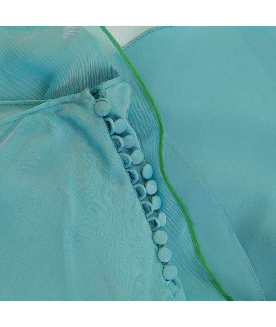 CHRISTIAN DIOR Голубая шелковая юбка миди, фото 4