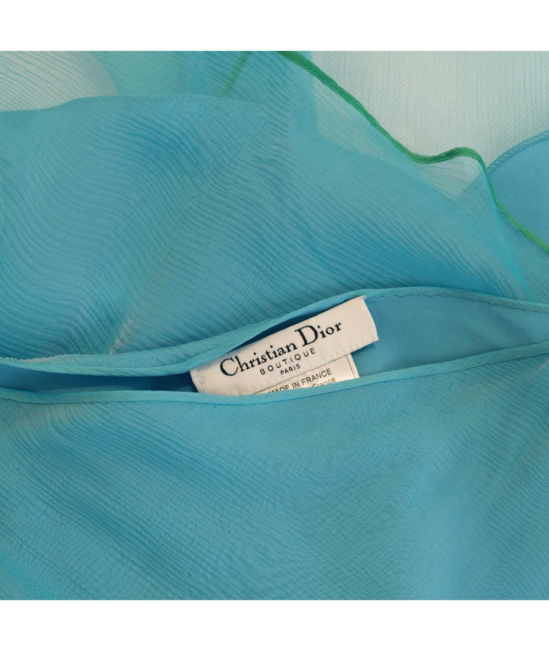 CHRISTIAN DIOR Голубая шелковая юбка миди, фото 3