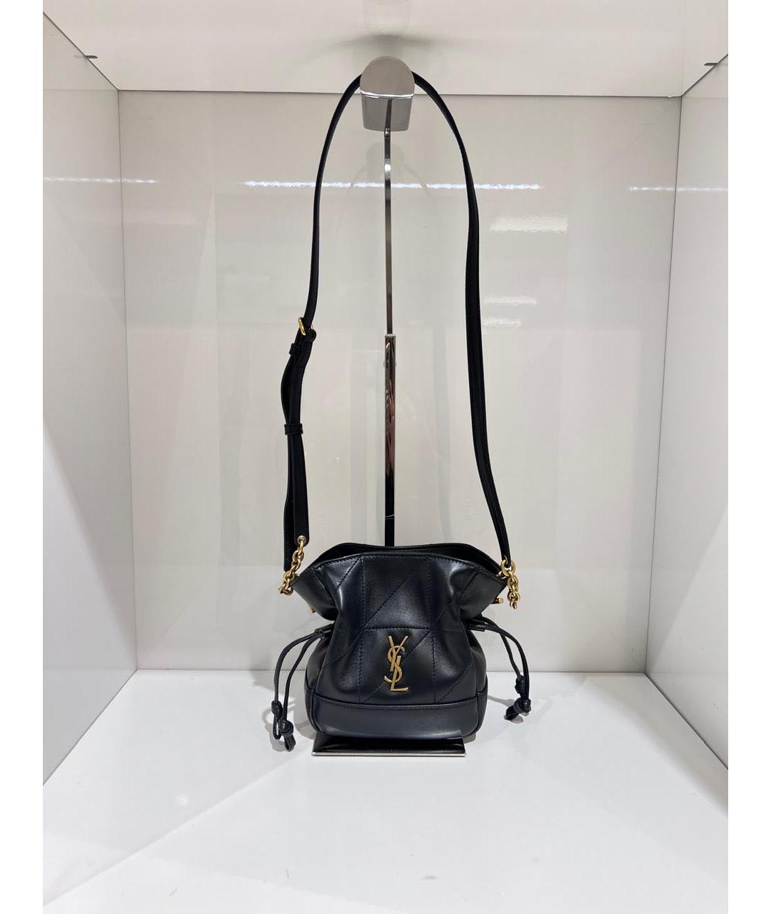 SAINT LAURENT Черная кожаная сумка через плечо, фото 2