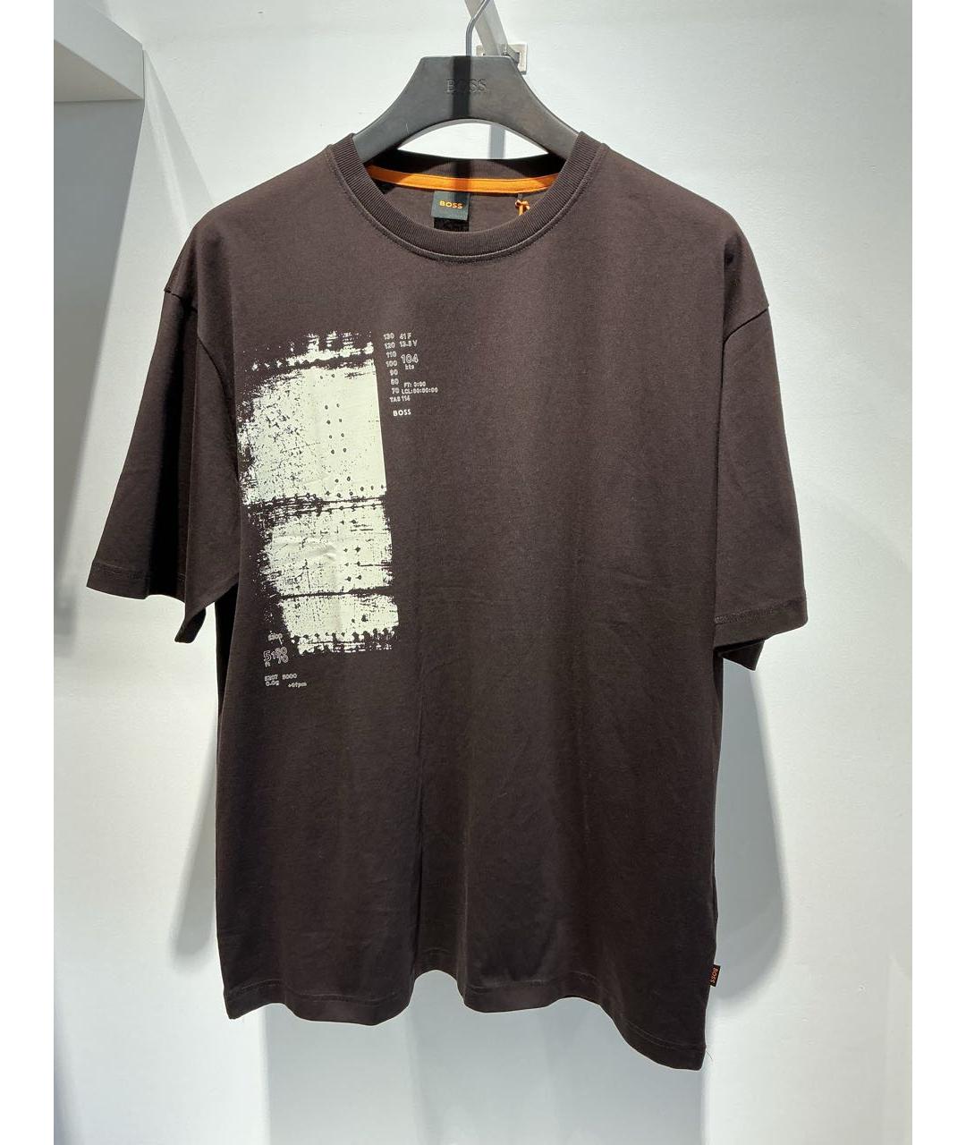 HUGO BOSS Коричневая хлопковая футболка, фото 2
