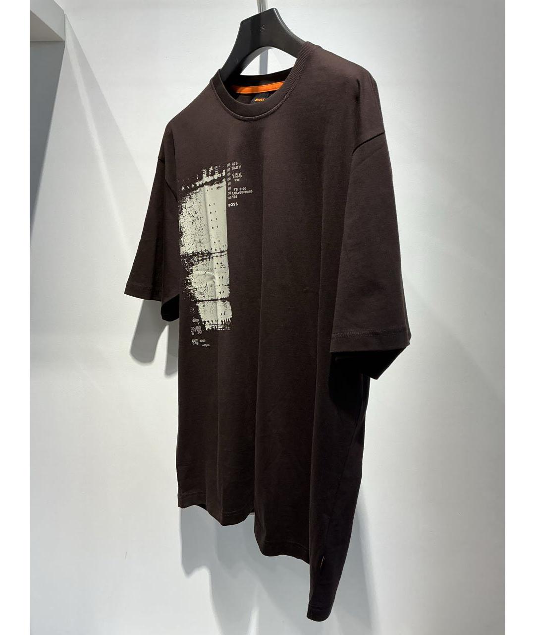 HUGO BOSS Коричневая хлопковая футболка, фото 3