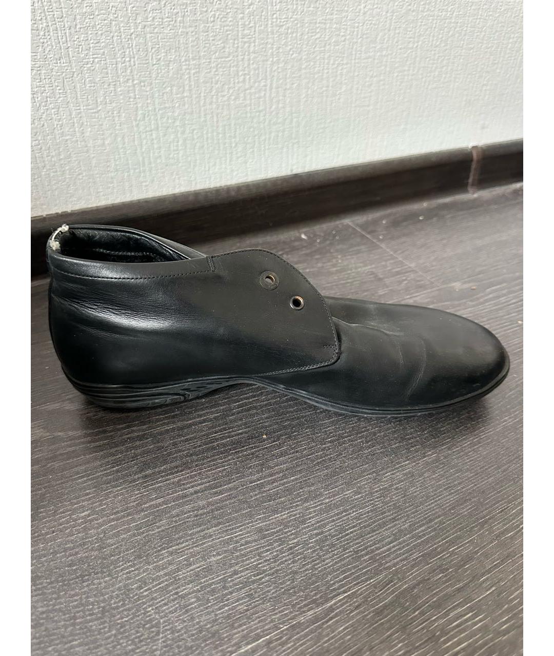 FERRAGAMO Черные кожаные низкие ботинки, фото 5