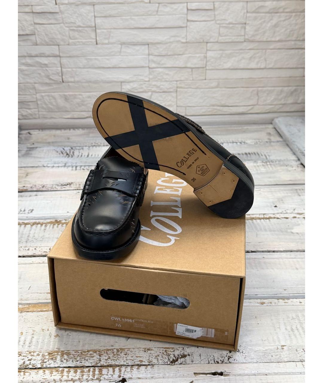 COLLEGE Черные кожаные лоферы, фото 8