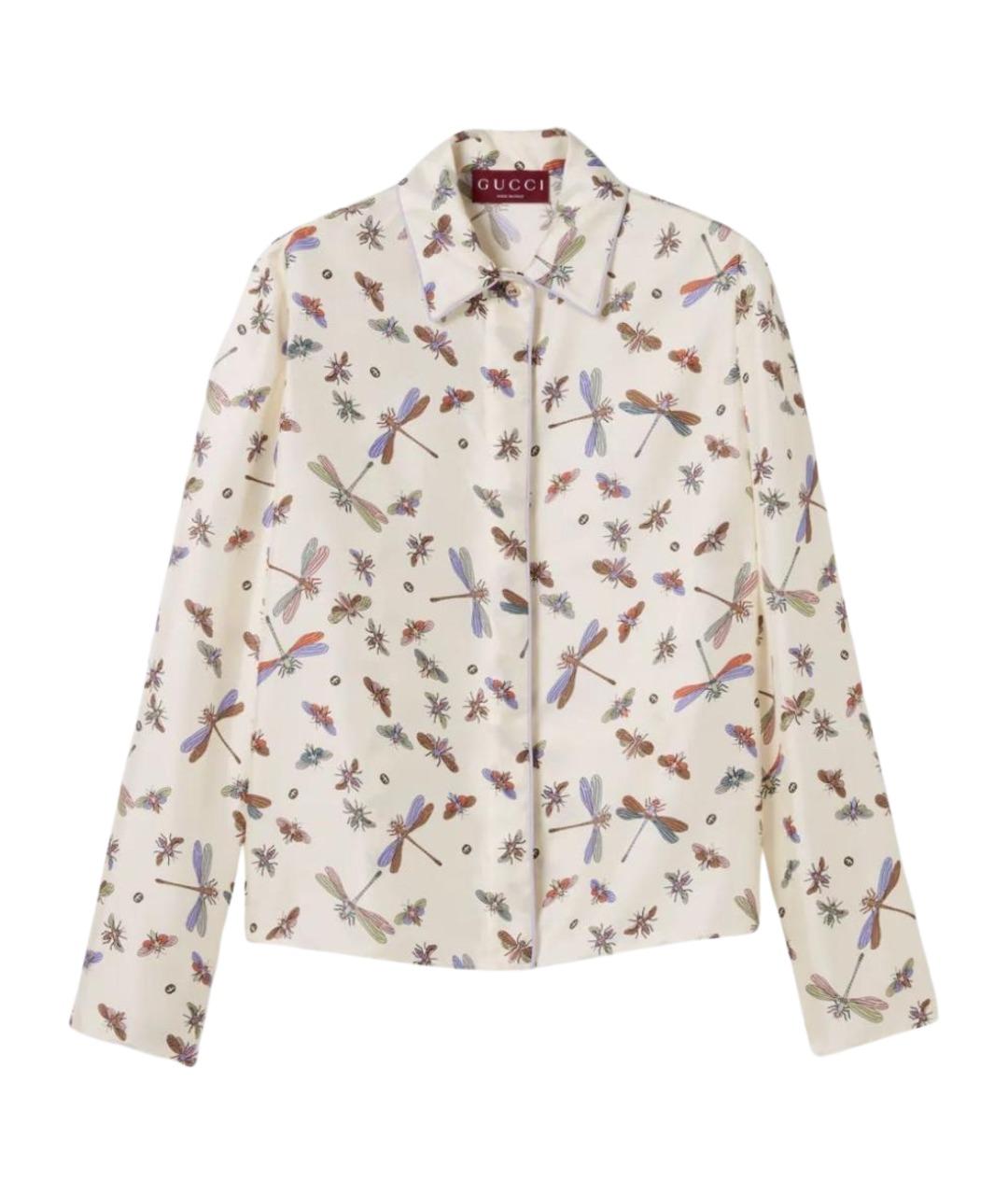 GUCCI Белая шелковая рубашка, фото 1