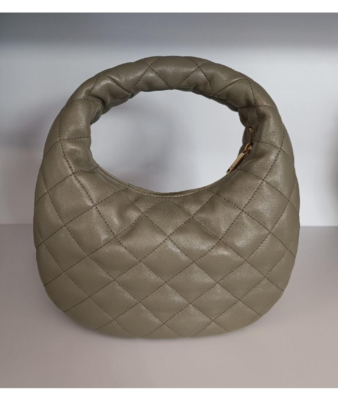 SAINT LAURENT Хаки кожаная сумка с короткими ручками, фото 3