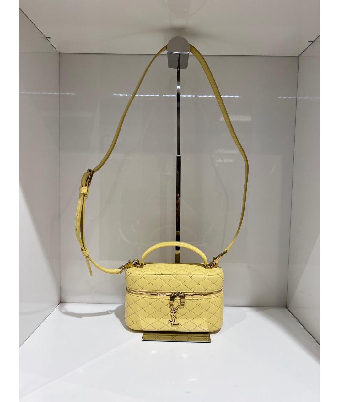 SAINT LAURENT Желтая кожаная сумка через плечо, фото 2