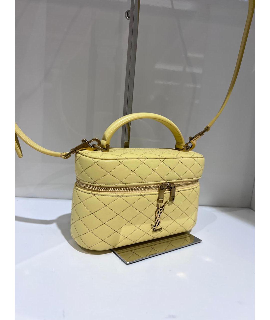 SAINT LAURENT Желтая кожаная сумка через плечо, фото 3