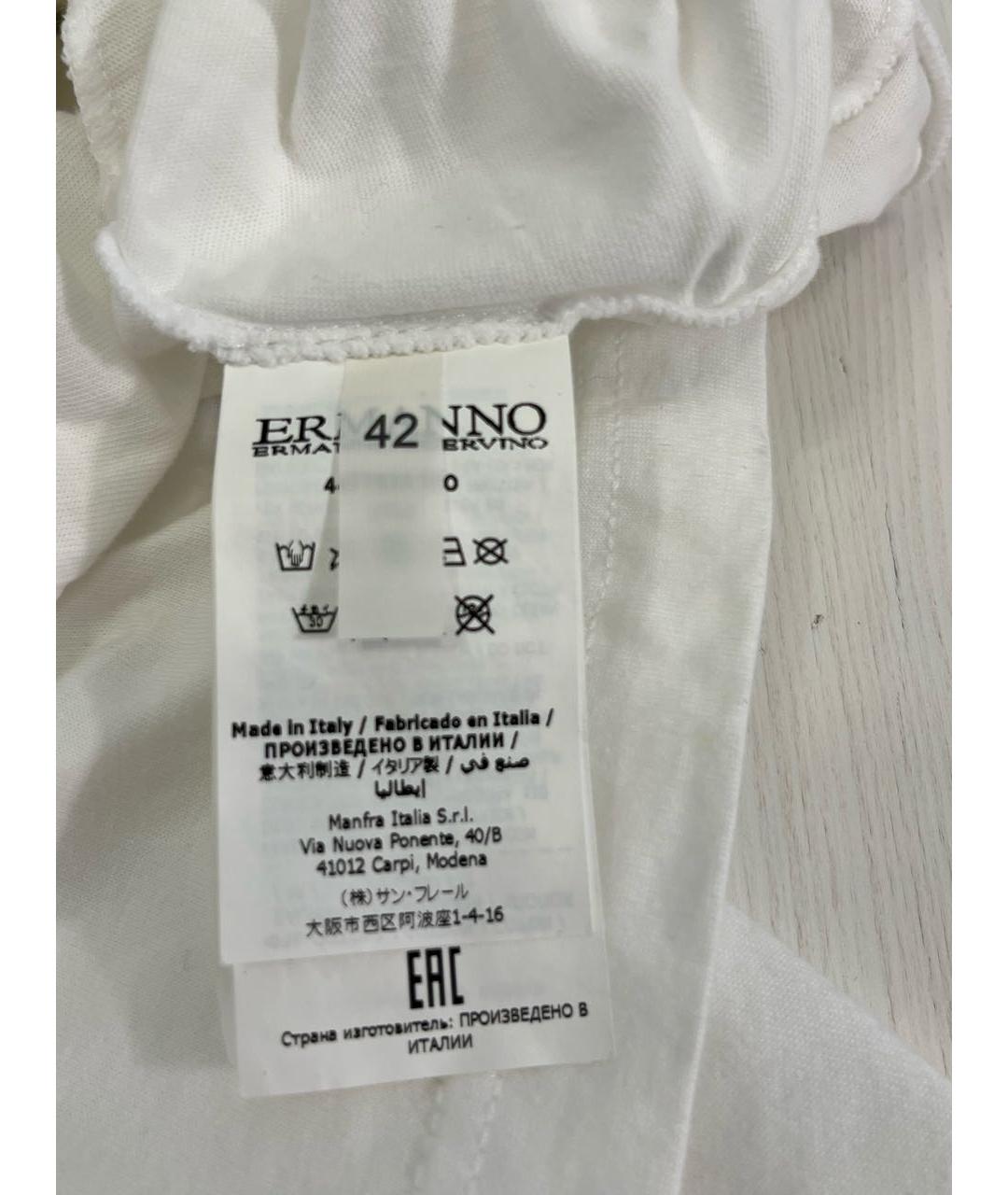 ERMANNO SCERVINO Белая хлопковая футболка, фото 5