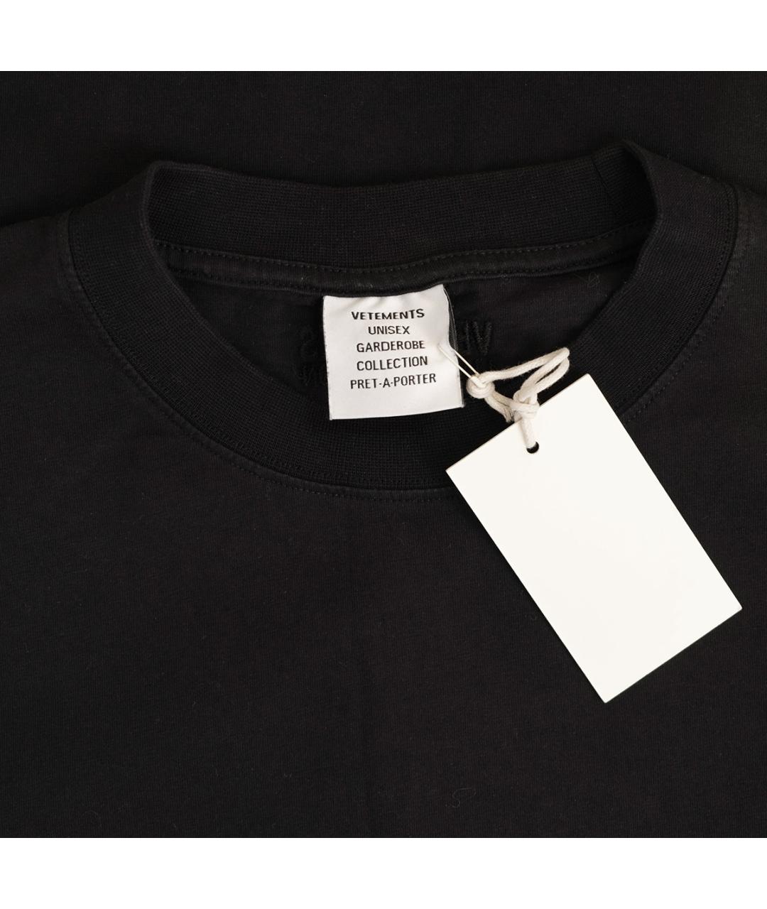 VETEMENTS Черная хлопковая футболка, фото 4