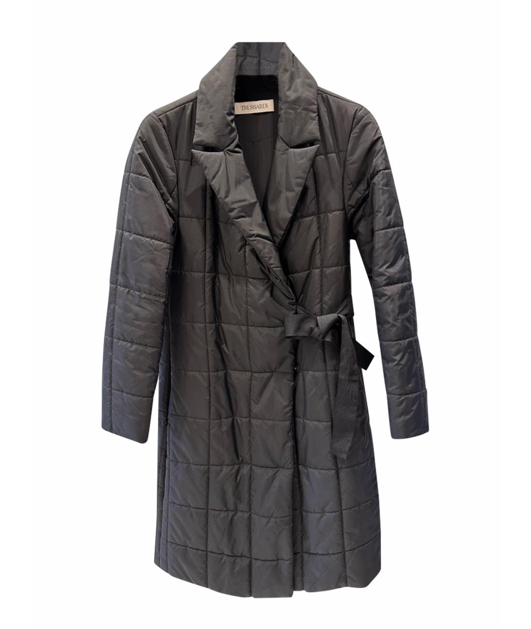 TRUSSARDI Черное полиэстеровое пальто, фото 1