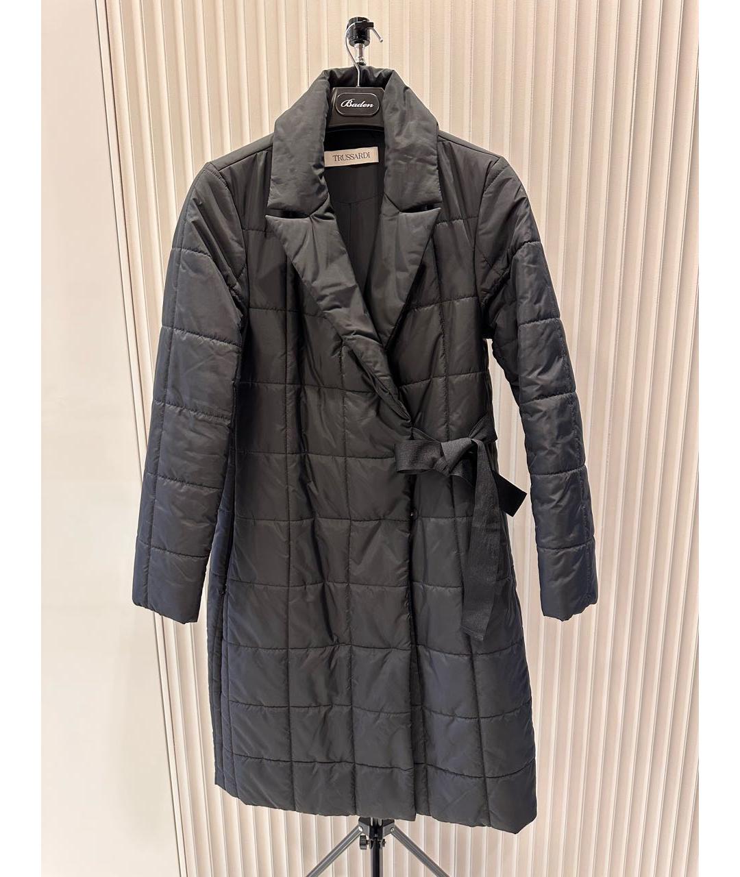 TRUSSARDI Черное полиэстеровое пальто, фото 8