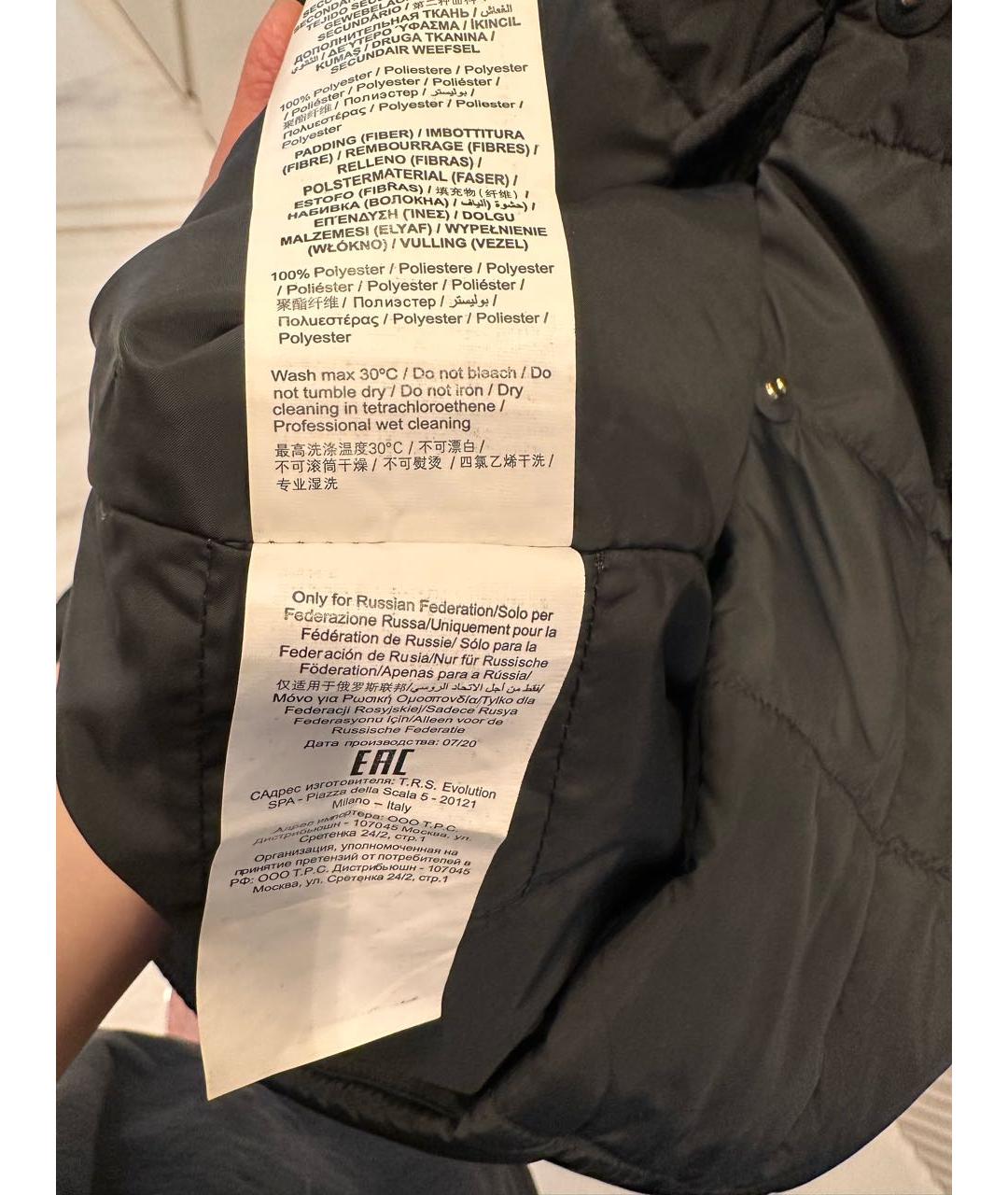 TRUSSARDI Черное полиэстеровое пальто, фото 7