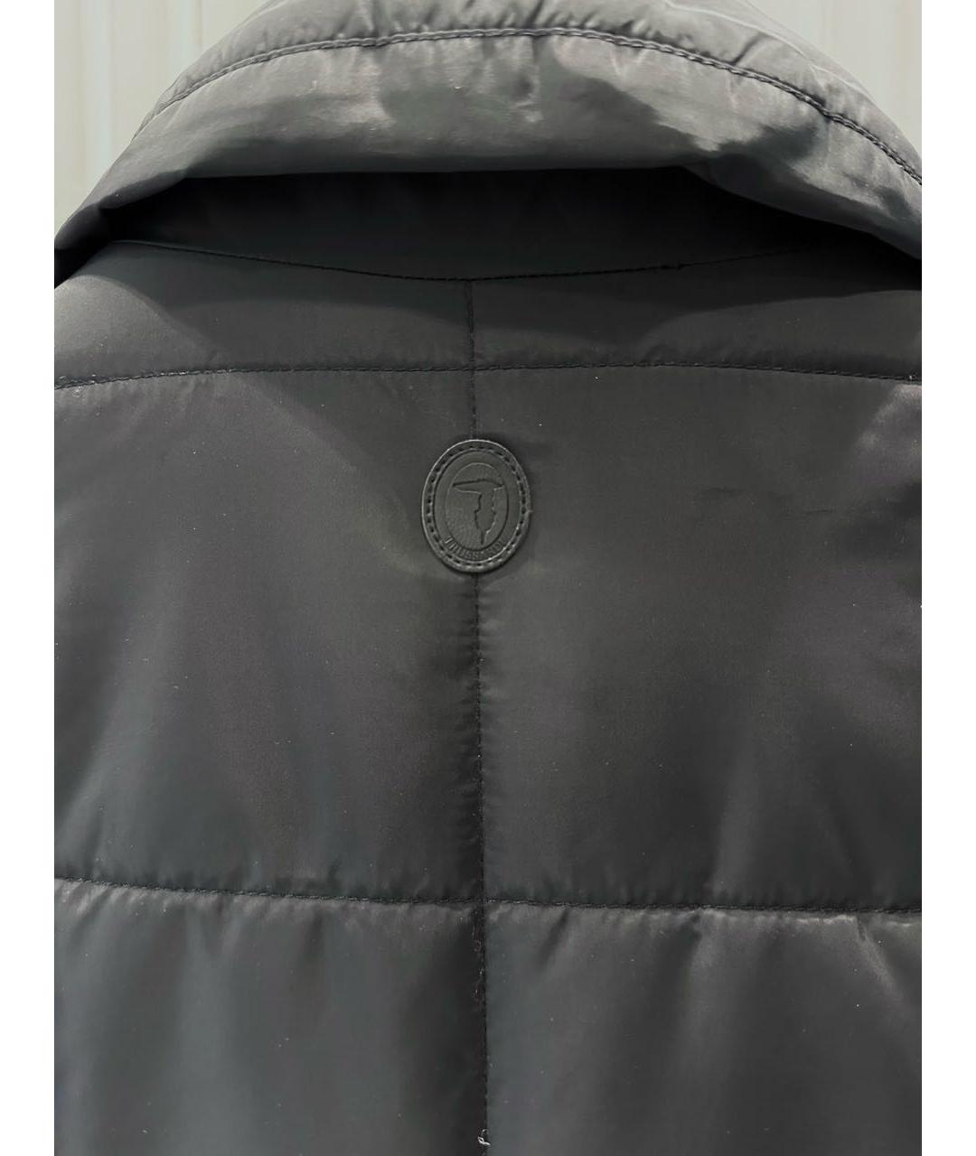 TRUSSARDI Черное полиэстеровое пальто, фото 3