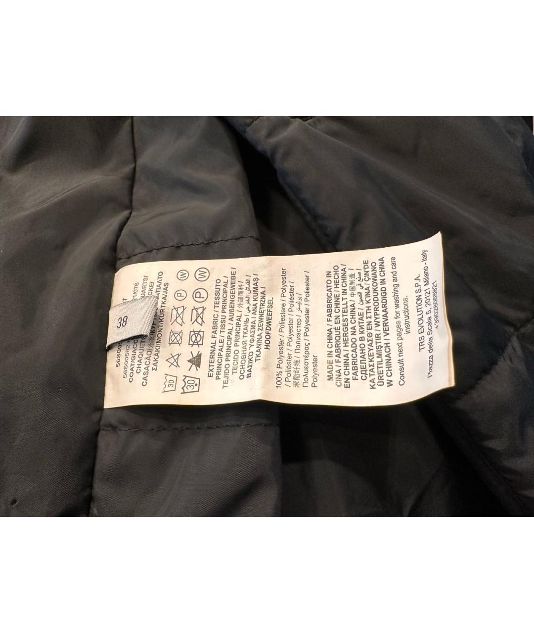 TRUSSARDI Черное полиэстеровое пальто, фото 5