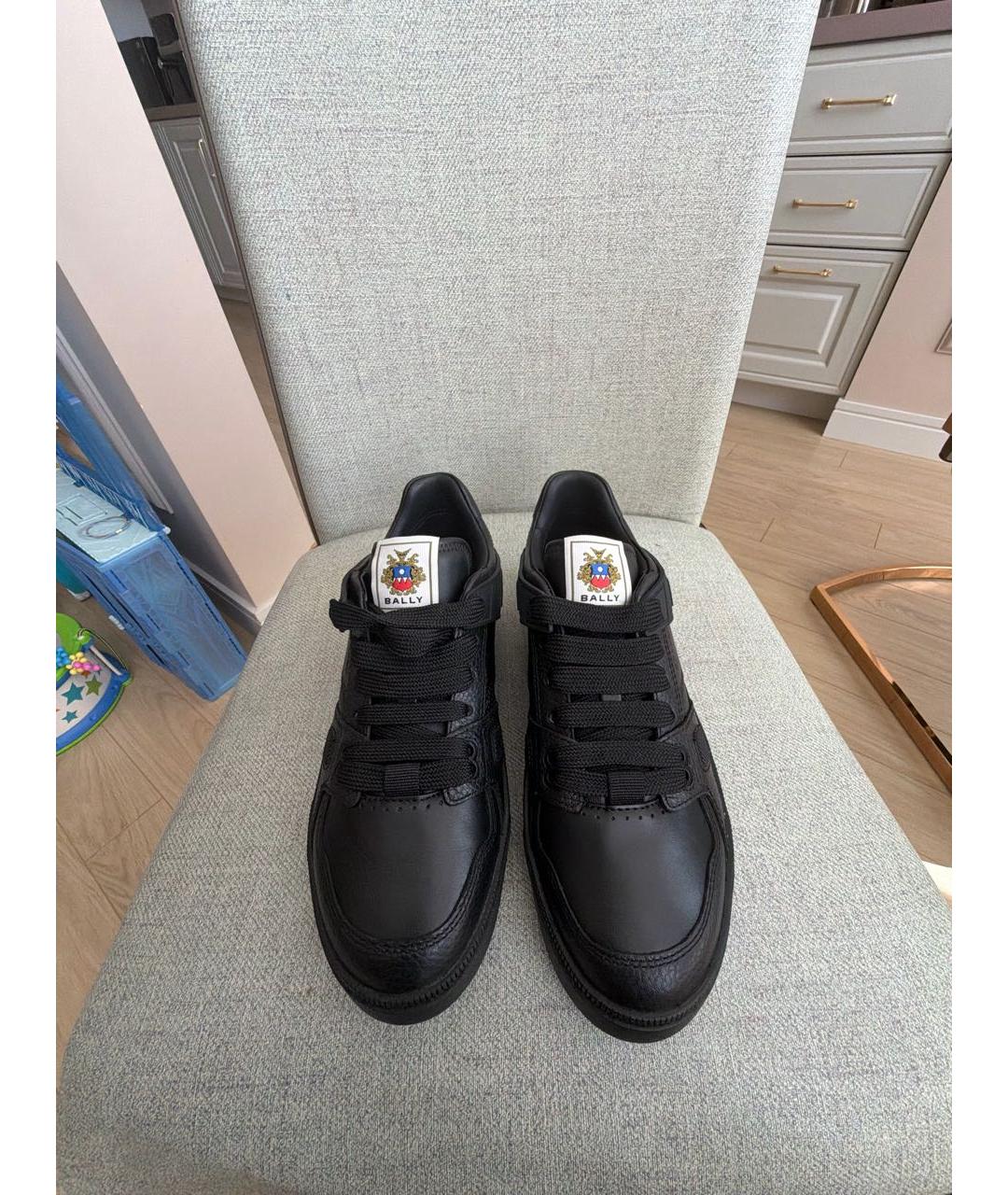 BALLY Черные кожаные низкие кроссовки / кеды, фото 2