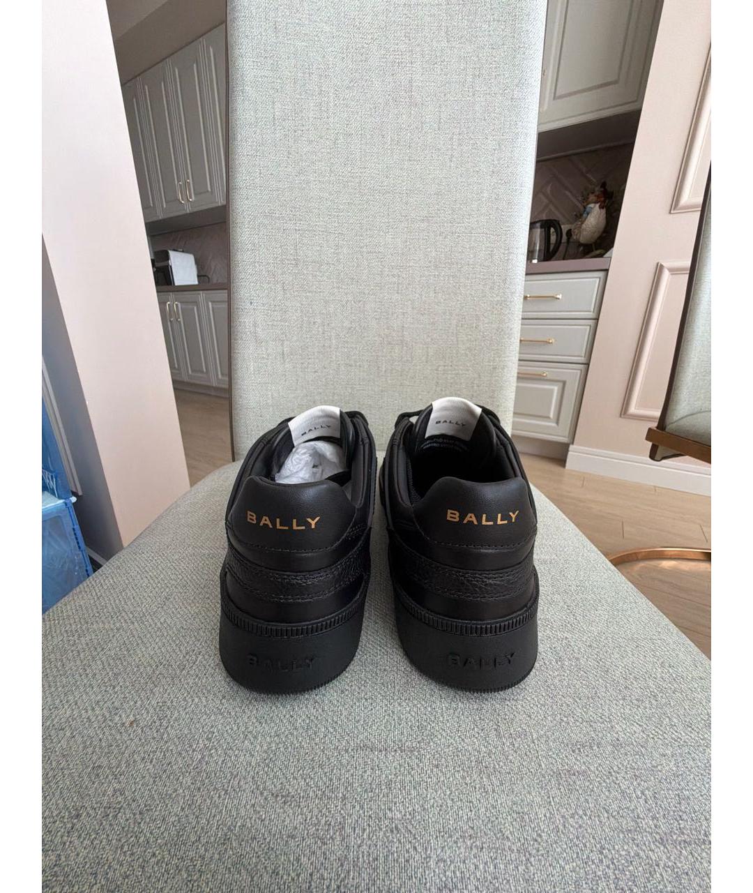 BALLY Черные кожаные низкие кроссовки / кеды, фото 4