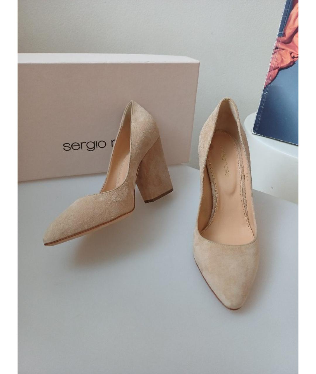 SERGIO ROSSI Бежевые замшевые туфли, фото 4