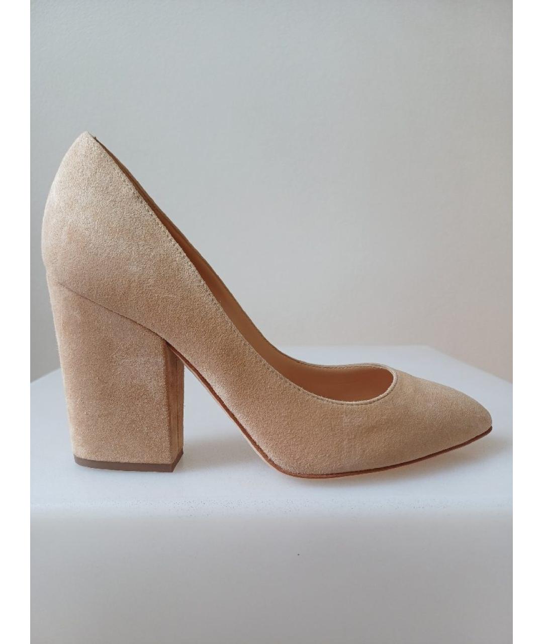 SERGIO ROSSI Бежевые замшевые туфли, фото 9