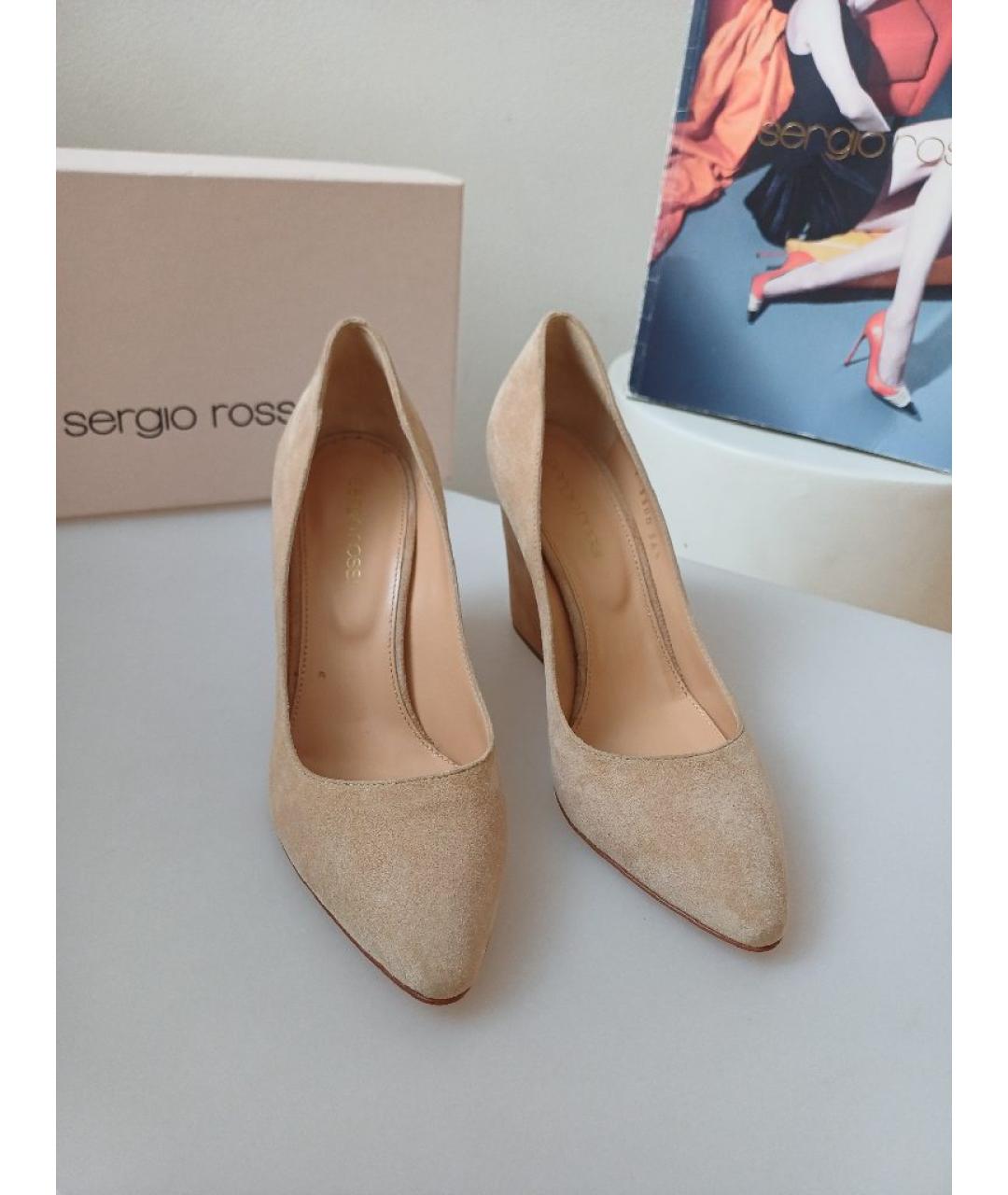SERGIO ROSSI Бежевые замшевые туфли, фото 5