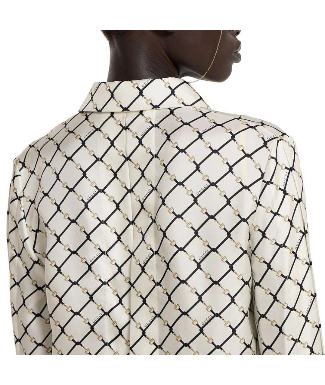 GUCCI Белый шелковый костюм с брюками, фото 5