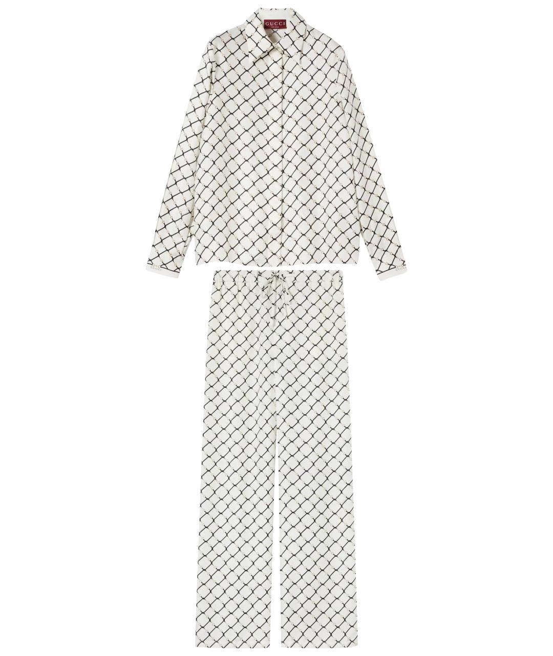 GUCCI Белый шелковый костюм с брюками, фото 1
