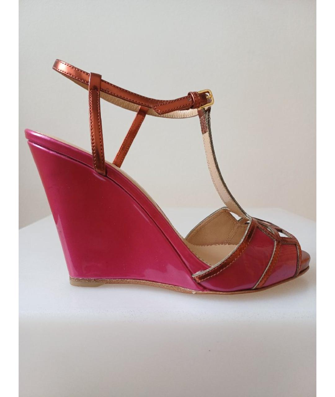SERGIO ROSSI Фуксия кожаные босоножки, фото 9