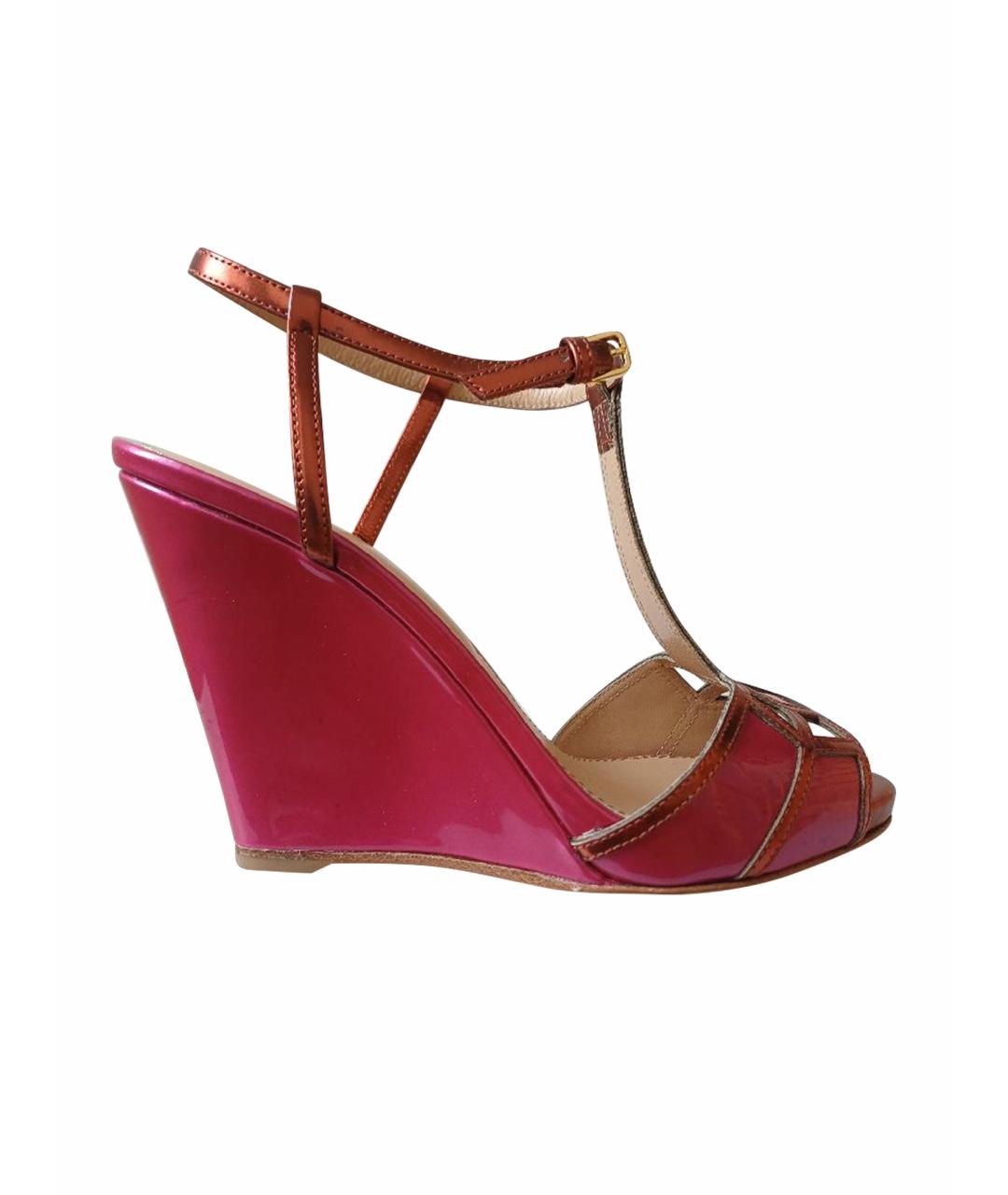SERGIO ROSSI Фуксия кожаные босоножки, фото 1
