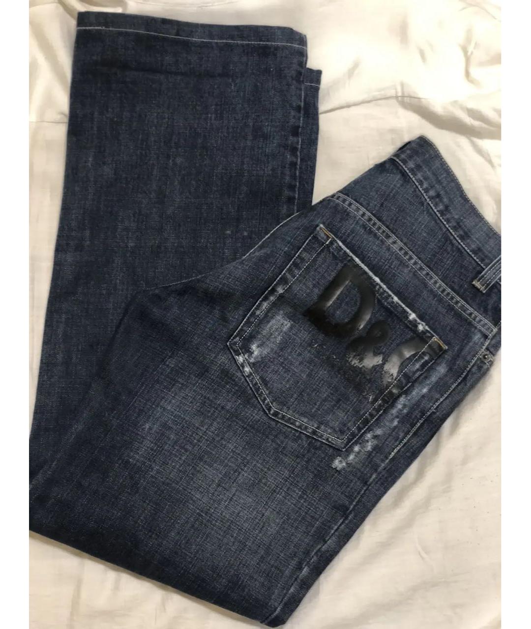 DOLCE&GABBANA Синие хлопковые прямые джинсы, фото 2