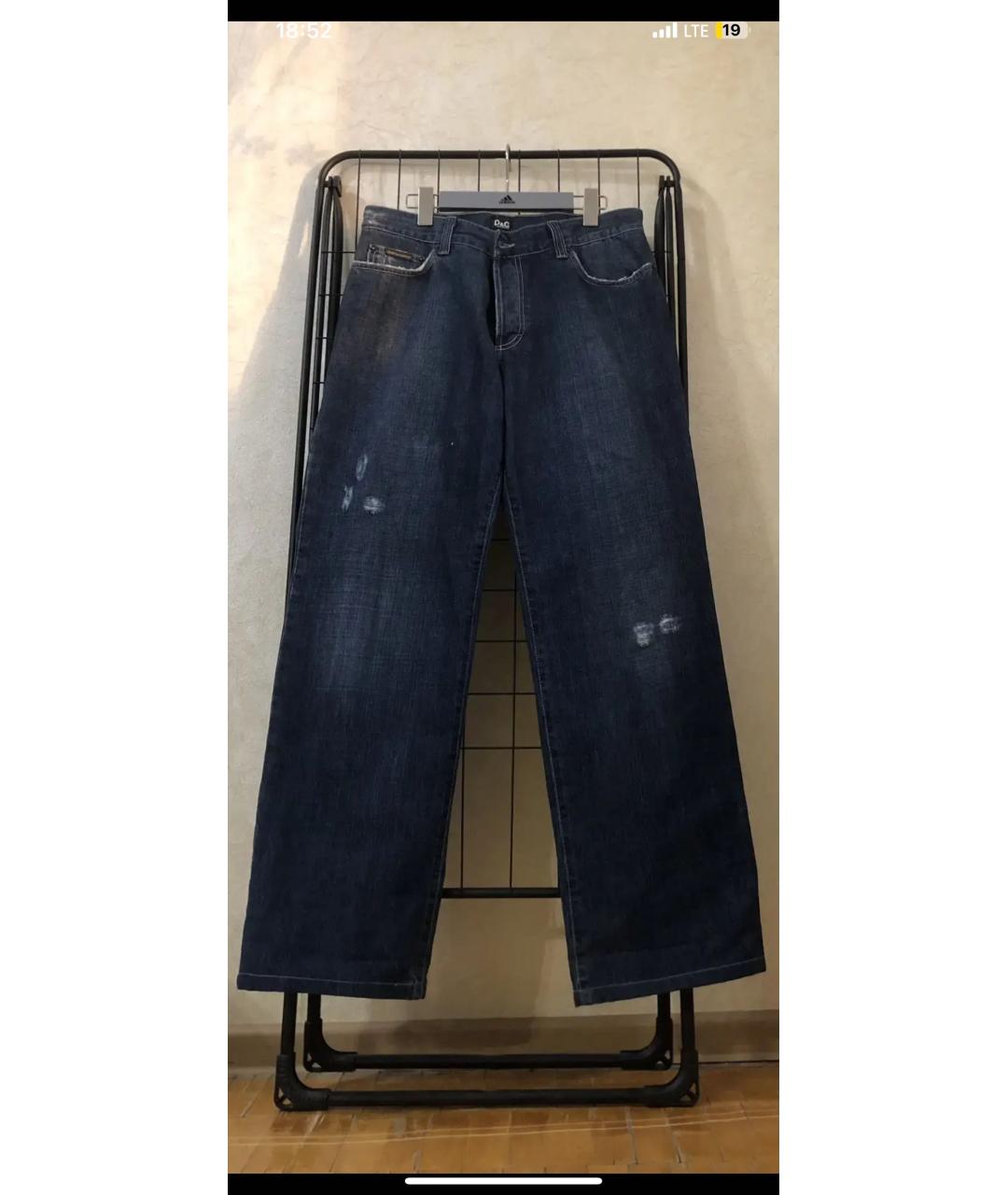 DOLCE&GABBANA Синие хлопковые прямые джинсы, фото 7