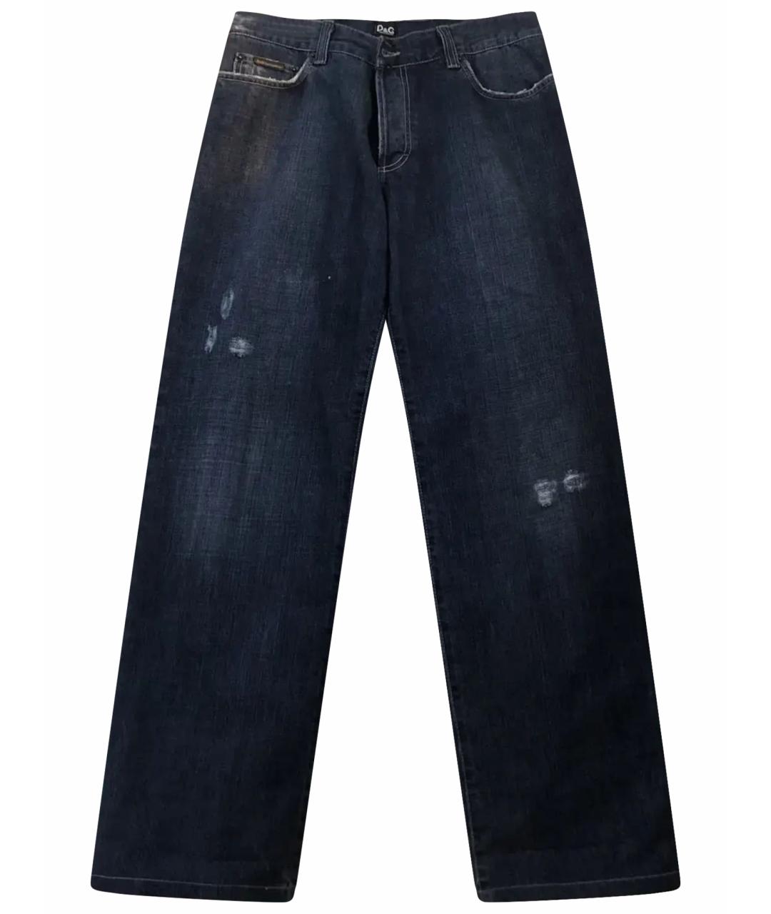 DOLCE&GABBANA Синие хлопковые прямые джинсы, фото 1
