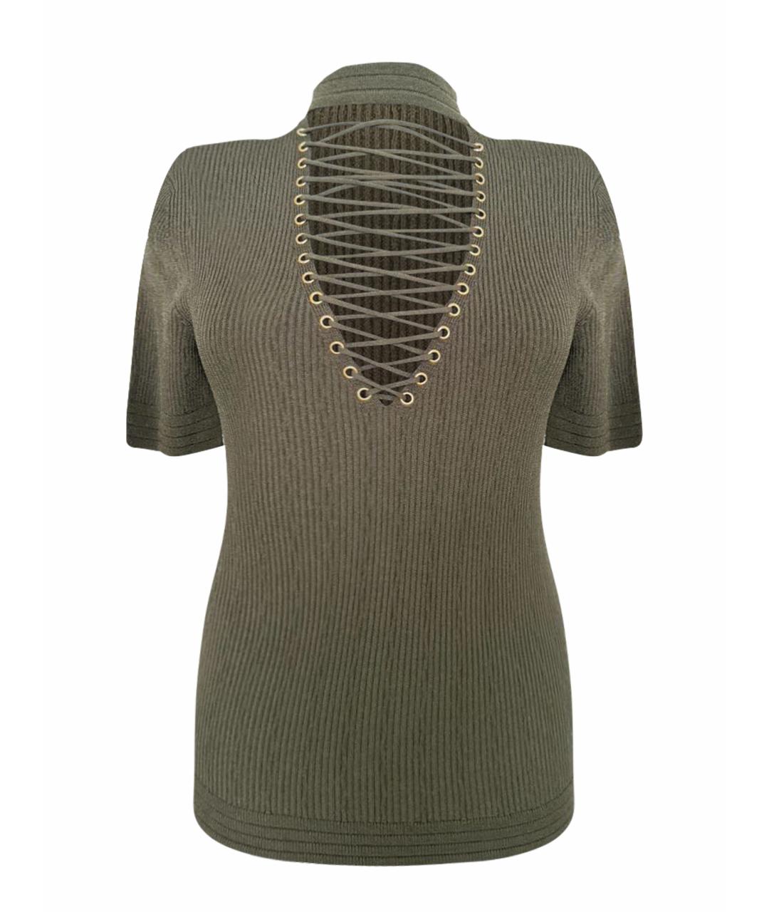 BALMAIN Хаки вискозный джемпер / свитер, фото 1