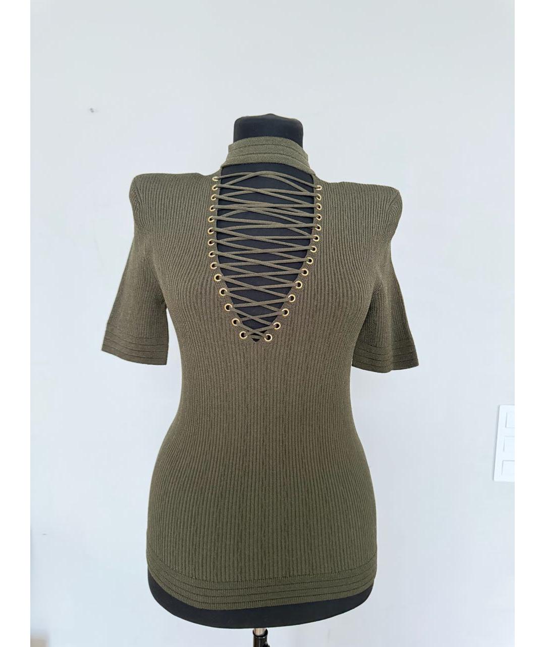 BALMAIN Хаки вискозный джемпер / свитер, фото 5