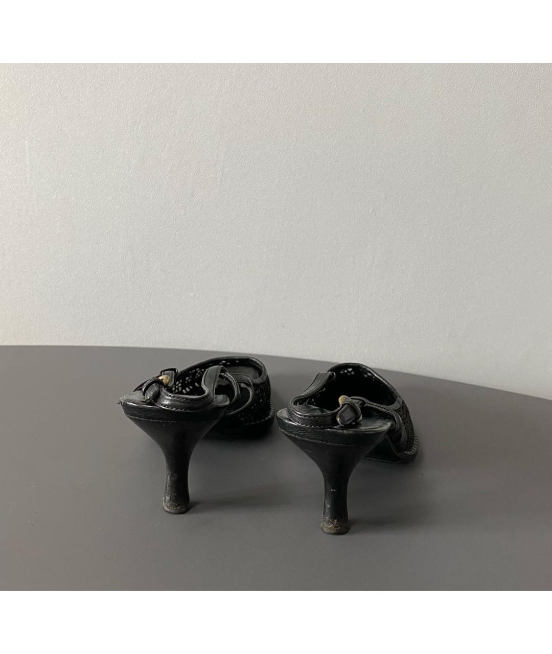 MIU MIU Черные кожаные лодочки на низком каблуке, фото 3