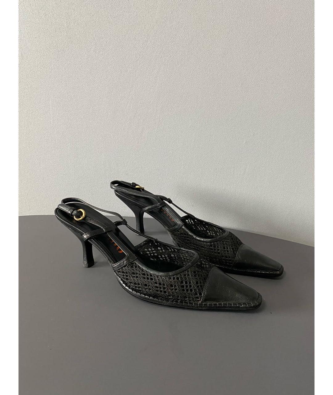 MIU MIU Черные кожаные лодочки на низком каблуке, фото 2