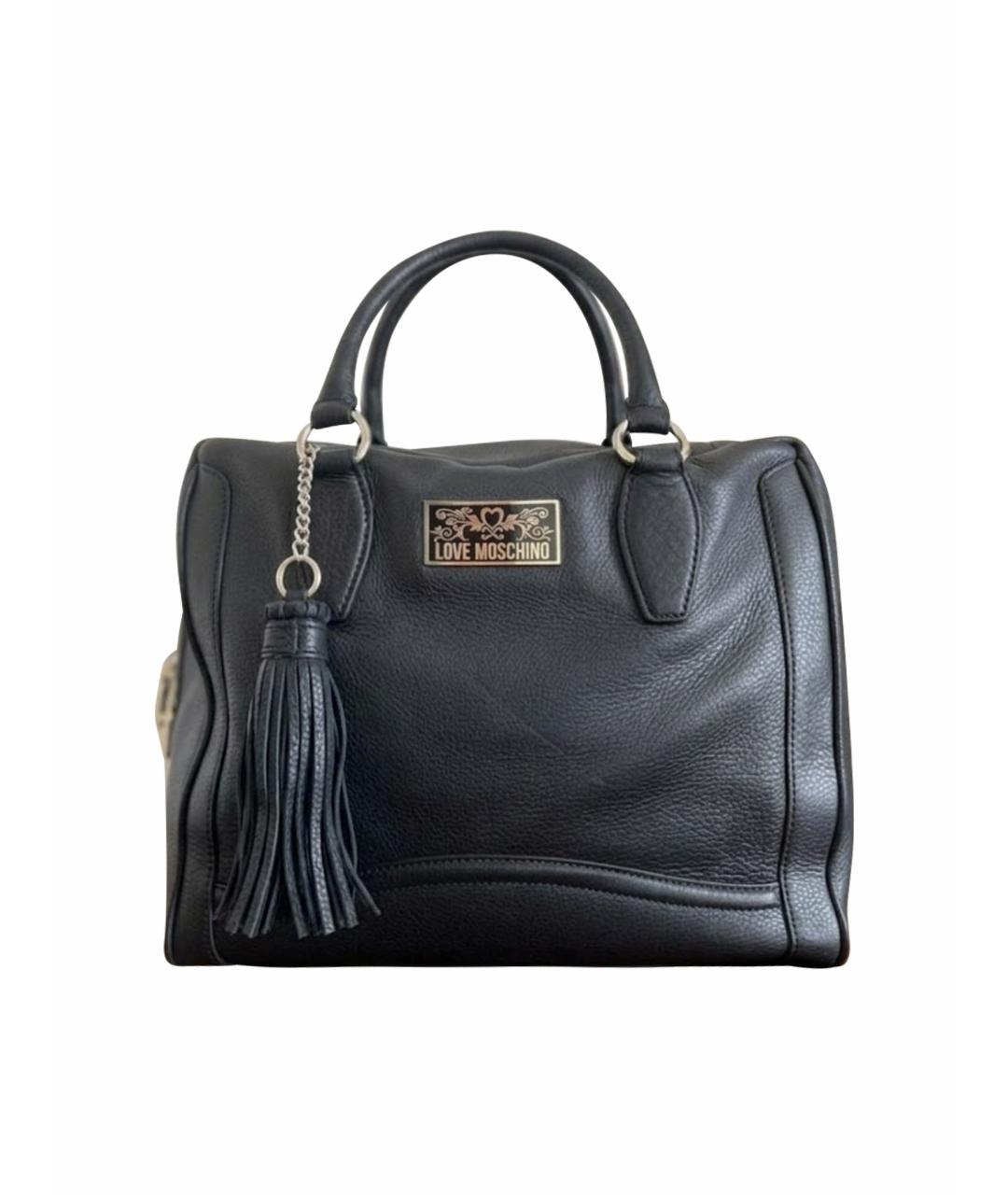 LOVE MOSCHINO Черная кожаная сумка с короткими ручками, фото 1