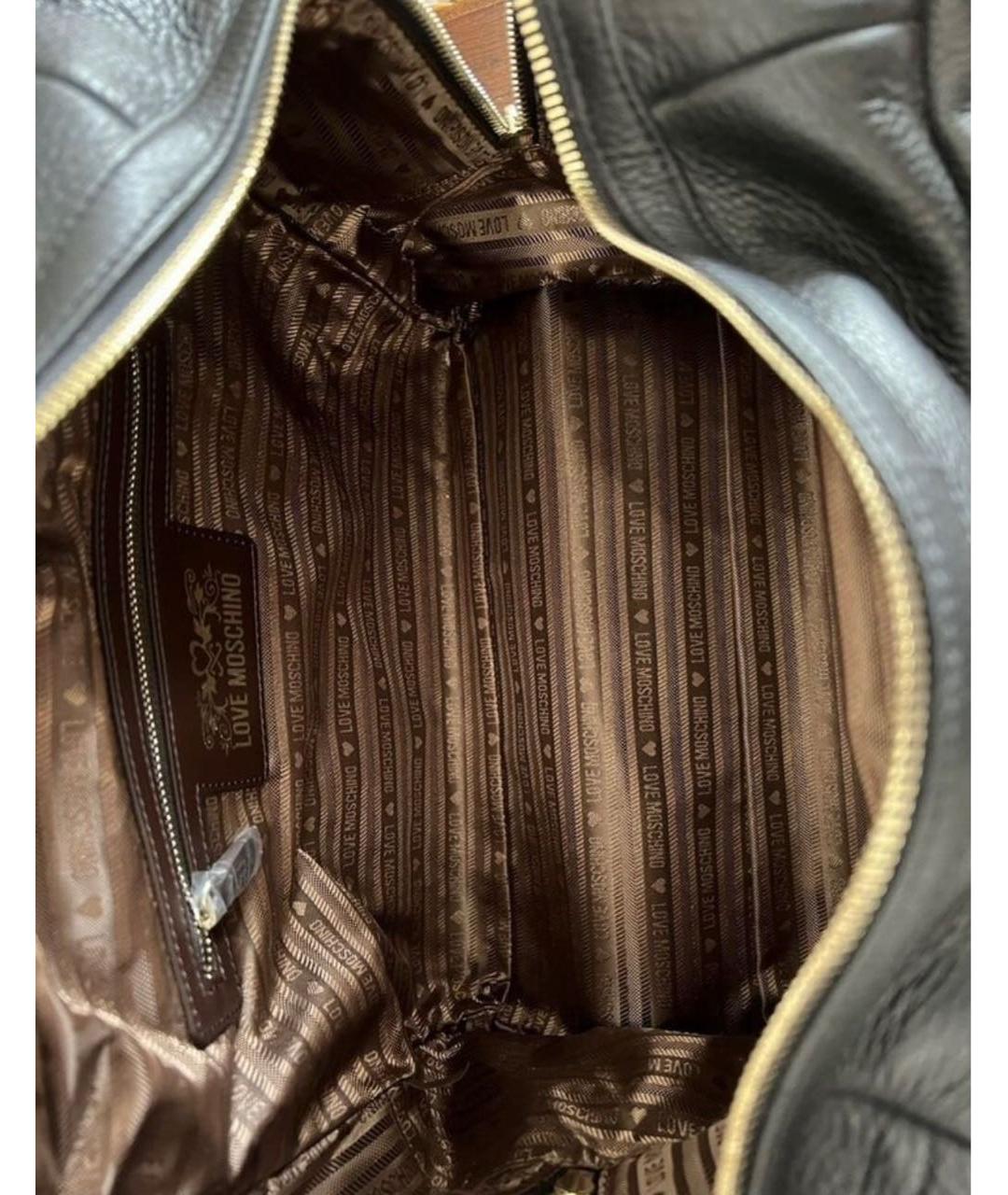 LOVE MOSCHINO Черная кожаная сумка с короткими ручками, фото 4